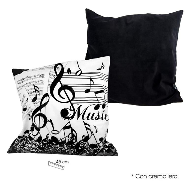 REGALO - FUNDA PARA COJIN CON MOTIVOS MUSICALES 45x45 cm