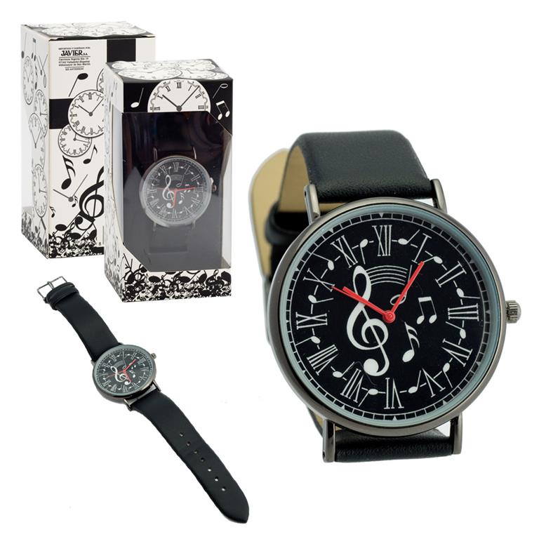 REGALO - RELOJ MUSICA NEGRO CON MANILLAS ROJAS