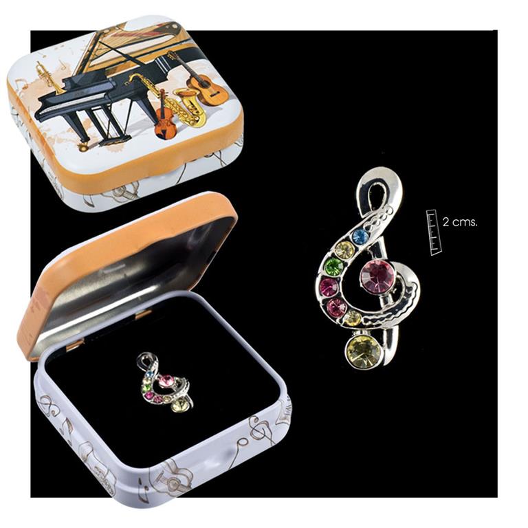 REGALO - PIN CLAVE SOL PIEDRAS COLOR