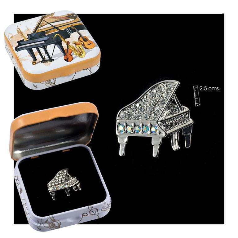 REGALO - PIN PIANO PIEDRAS BLANCAS