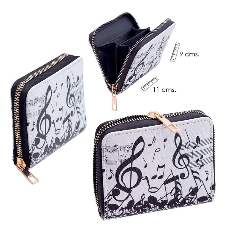 REGALO - CARTERA  MUSICA PEQUEÑA  11x9 (BLANCA Y NEGRA)