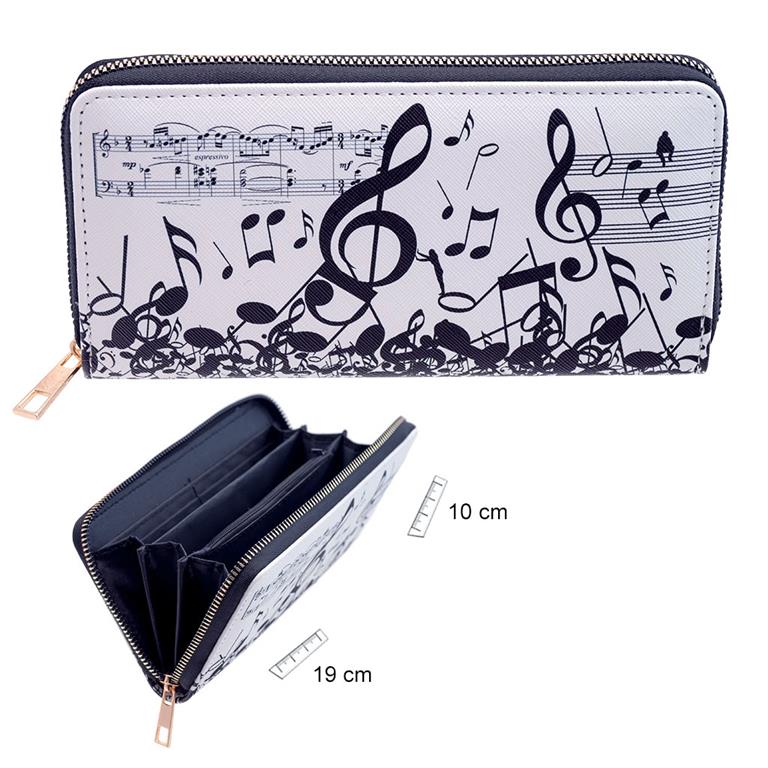 REGALO - CARTERA MUSICA GRANDE 19x10 (BLANCA Y NEGRA)