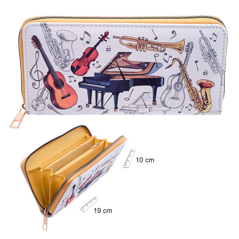 REGALO - CARTERA MUSICA GRANDE CON INSTRUMENTOS COLOR 19x10