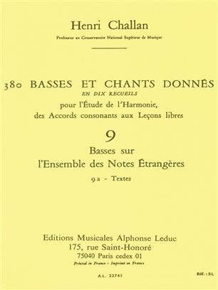 CHALLAN H. - BASSES ET CHANTS DONNES V.9A (380) -