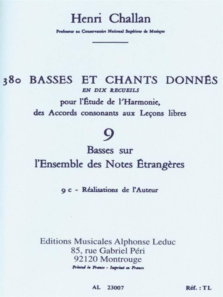 CHALLAN H. - BASSES ET CHANTS DONNES V.9C (380)