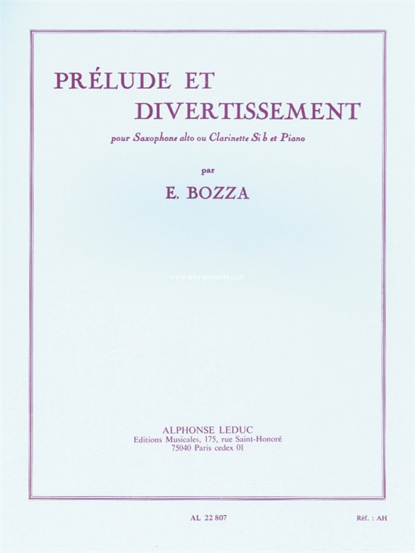 BOZZA E. - PRELUDE ET DIVERTISSEMENT -