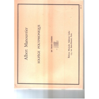 MANOUVRIER A. - SOLFEO POLIFONICO V.3A -