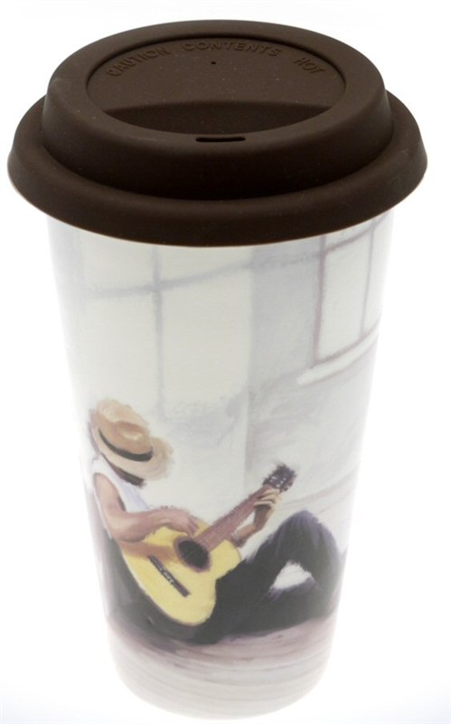 REGALO - TERMO DE CERAMICA PARA EL CAFE "GUITARRISTA" *DESCATALOGADO*