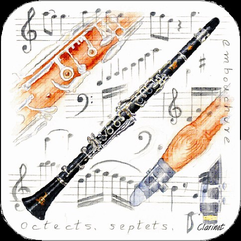 REGALO - POSA VASOS BLANCO CON CLARINETES (PACK 4)