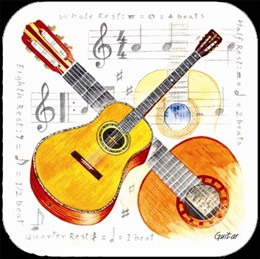 REGALO - POSA VASOS BLANCO CON GUITARRAS