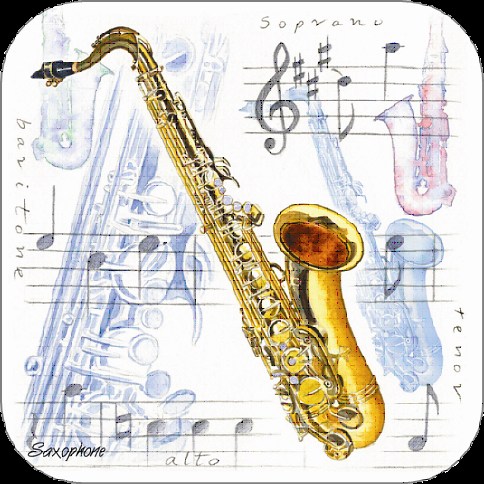 REGALO - POSA VASOS BLANCO CON SAXOFONES (PACK 4)