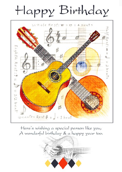 REGALO - TARJETA "Happy Birthday" GUITARRAS
