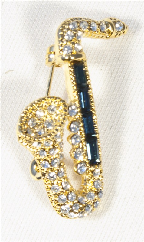 REGALO - BROCHE SAXOFON ORO ACABADO BRILLO Y NEGRO (PEQUEÑO)