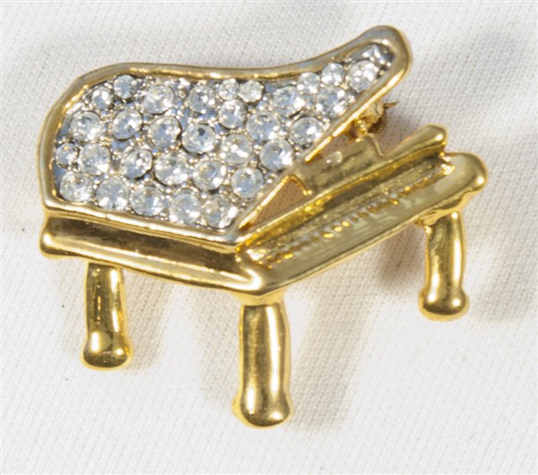 REGALO - BROCHE PIANO DE COLA ORO ACABADO BRILLANTE (PEQUEÑO)