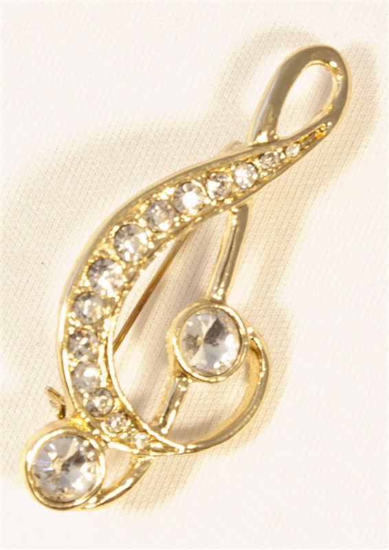 REGALO - BROCHE CLAVE DE SOL ORO ACABADO BRILLANTE (MEDIANO)