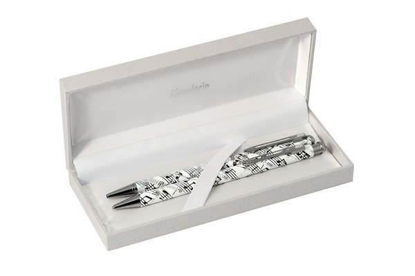 REGALO - SET DE BOLIGRAFO + PORTAMINAS (BLANCO Y PLAEADO) EN ESTUCHE