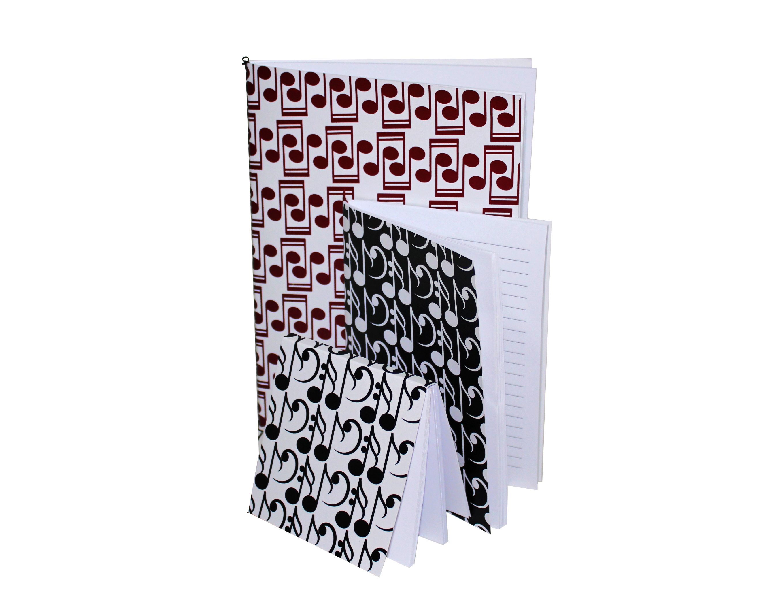 REGALO - CUADERNOS CON MOTIVOS MUSICALES (SET DE 3 UNID, 3 TAMAÑOS A5/A6/A7)