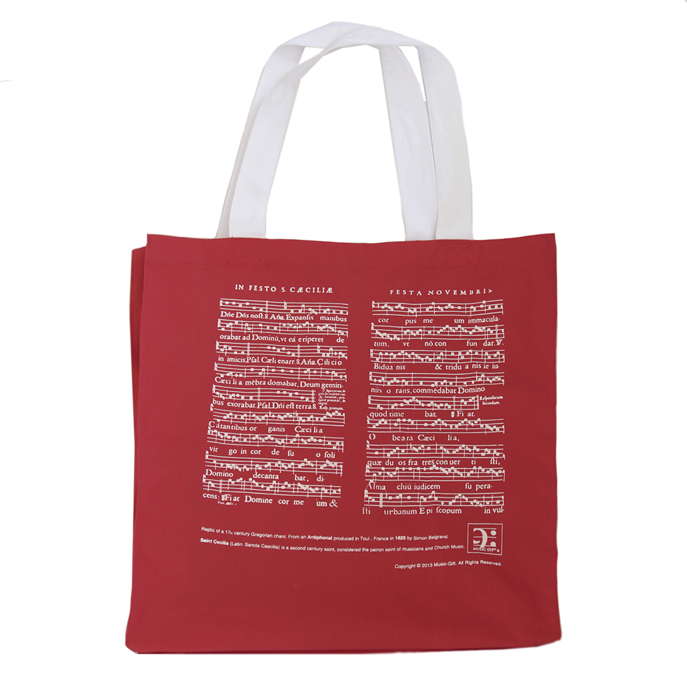 REGALO - BOLSA DE TELA 100% ALGODON ( CON MOTIVOS MUSICALES ) ROJA