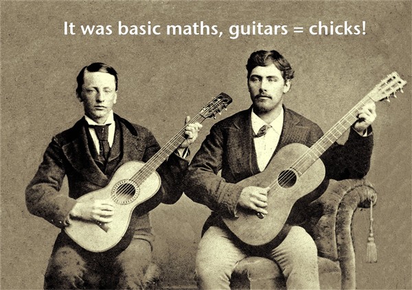 REGALO - TARJETA "Basic Maths, Guitars = Chicks"