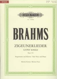 BRAHMS J. - CANCIONES GITANAS OP.103 ZIGEUNERLIEDER VOZ MEDIA (URTEXT)