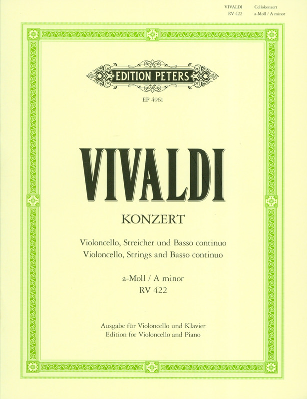 VIVALDI A. - CONCIERTO LA m OP.26 Nº2 - RV.422 - CELLO Y PIANO -