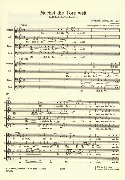 SCHUTZ H. - MACHET DIE TORE WEIT(CORO)