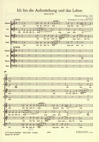 SCHUTZ H. - MOTETE ICH BIN DIE AUFERSTEHUNG UND DAS LEBEN