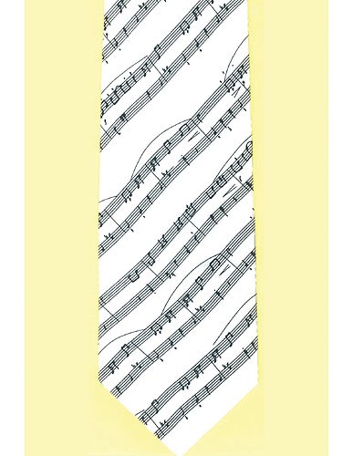 REGALO - CORBATA BLANCA CON NOTAS MUSICALES EN NEGRO (SOBRE PRENTAGRAMA)