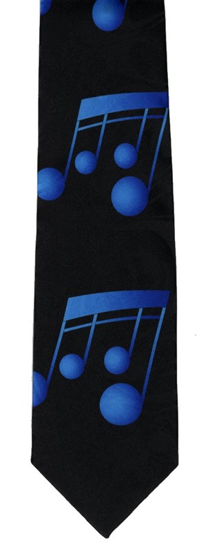 REGALO - CORBATA NEGRA CON NOTAS MUSICALES EN AZUL