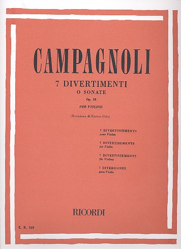 CAMPAGNOLI B. - DIVERTIMENTOS O SONATAS (7) - OP.18 - VIOLIN SOLO