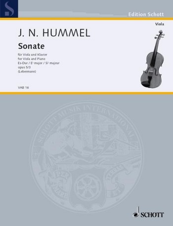 HUMMEL J.N. - SONATA MIb M  - OP.5 Nº3 - VIOLA Y PIANO
