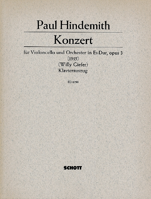 HINDEMITH P. - CONCIERTO (1915) MIb M - OP.3