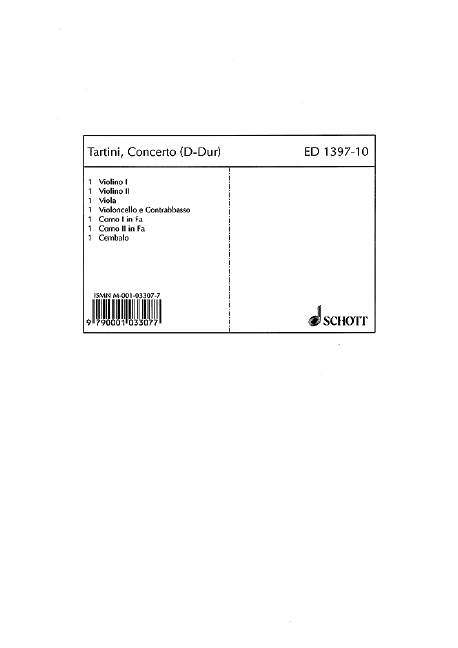 TARTINI G. - CONCIERTO RE M -