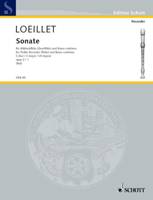 LOEILLET J.B. - SONATA DO M - OP.3 Nº1