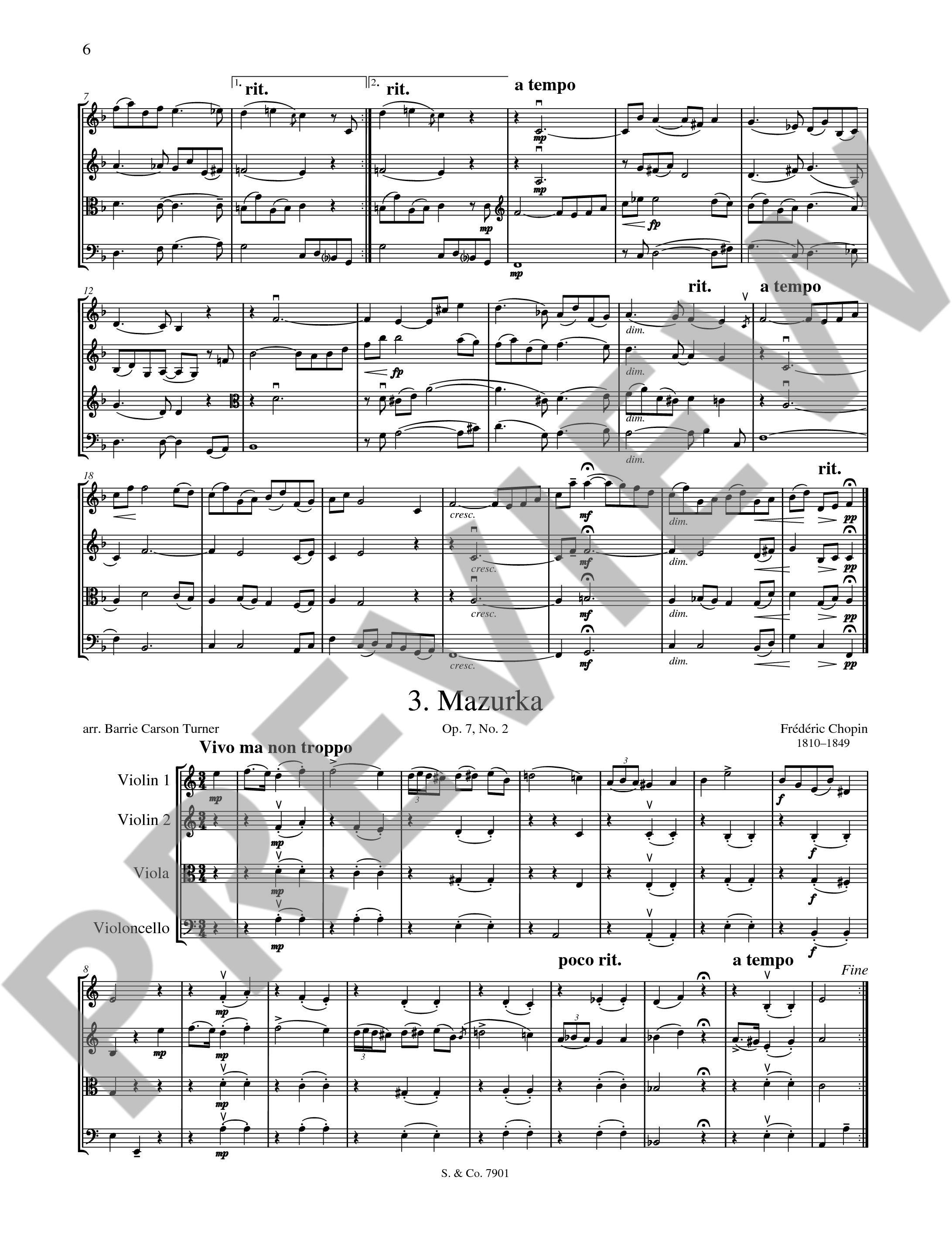 CARSON TURNER B. - ON WINGS OF SONG (CUARTETO CUERDA)  P Y PT 4