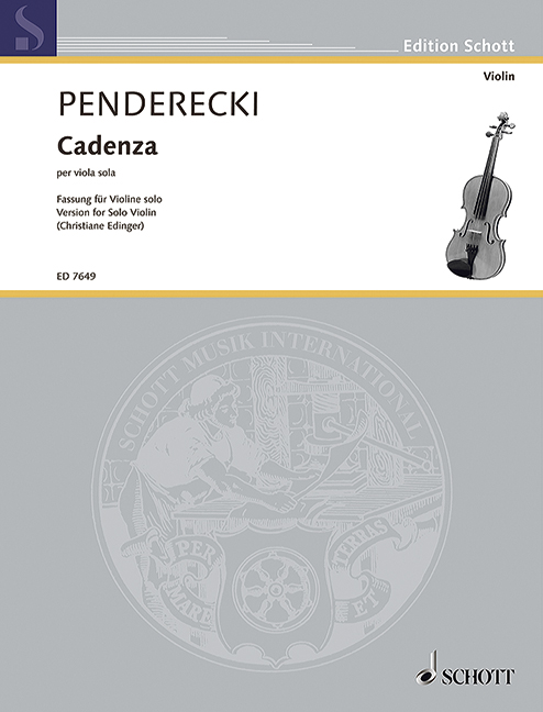 PENDERECKI K. - CADENZA VIOLA SOLA (ARR.VIOLIN) 1984-1987