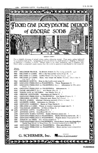 LOTTI A. - CRUCIFIXUS                      SSAATTBB -