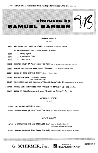 BARBER S. - AGNUS DEI -