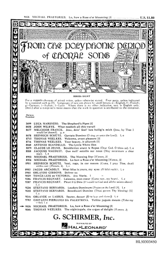 PRAETORIUS M. - LO, HOW A ROSE E-ER BLOOMING         SAB -