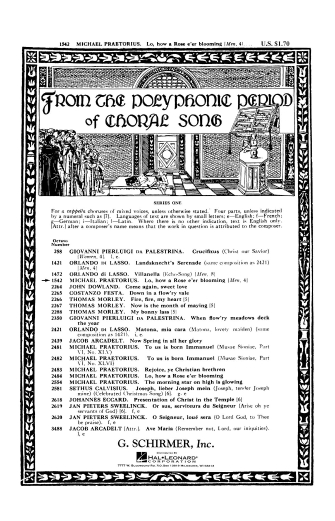 PRAETORIUS M. - LO, HOW A ROSE E-ER BLOOMING        TTBB -