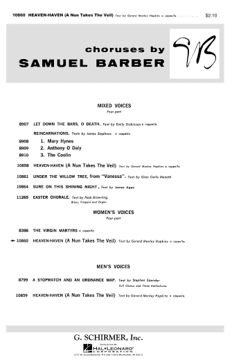 BARBER S. - HEAVEN HAVEN                        SSAA -