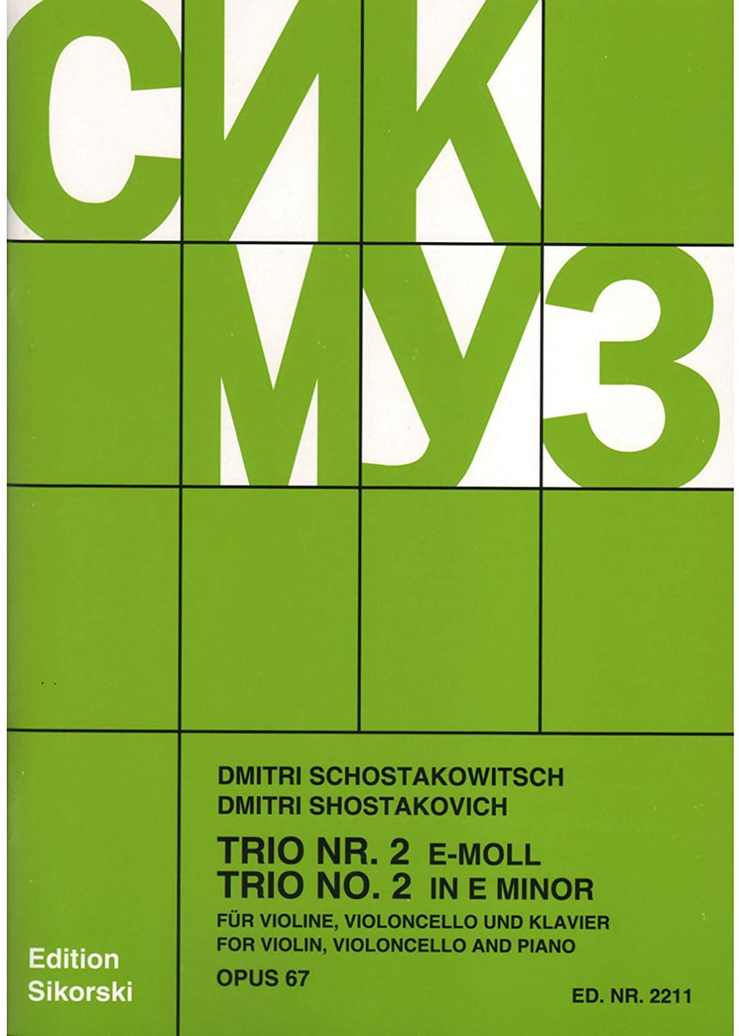 SHOSTAKOVICH D. - TRIO Nº 2 MI m (SC+PT)  V/VCP - OP.67