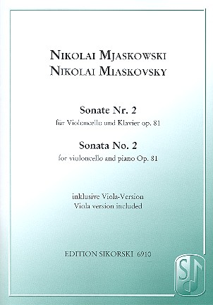 MIASKOVSKY N. - SONATA Nº 2 VIOLONCHELO OP.81