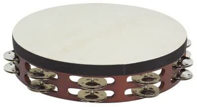 PANDERETA DOBLE - ORTOLA REF. STG5065 C/ PARCHE 25CM NOGAL