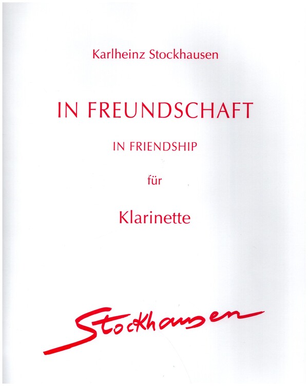 STOCKHAUSEN K. - IN FREUNDSCHAFT (CLARINETE)