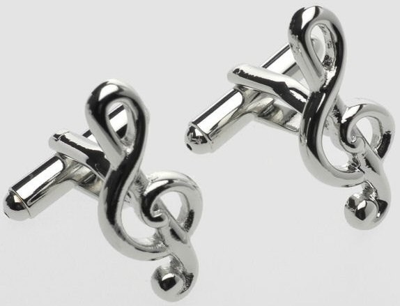 REGALO - GEMELOS DE PLATA CON FORMA CLAVE DE SOL