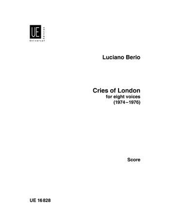 BERIO L. - CRIES FOR LONDON 8 VOICES (SSAATTBB)(1974-1976)
