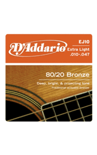 cuerda guitarra acustica - d`addario ej-10 jgo bronze extra light (010/047)