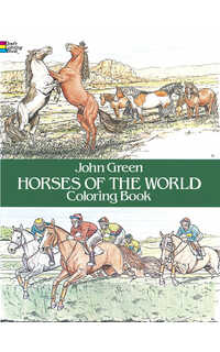 green j. - horses of the worls coloring book (libro para colorear)
