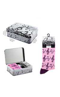 regalo - calcetin musical (lata) notas musica rosa